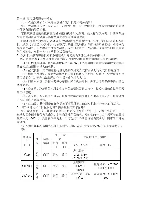 《汽车发动机构造与维修(第2版)》课后习题答案汇总