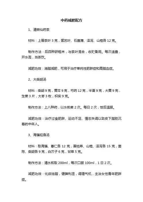中药减肥配方