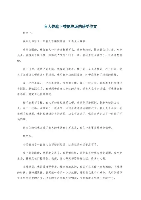 盲人体验下楼倒垃圾的感受作文