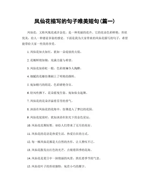 凤仙花描写的句子唯美短句(精选两篇)