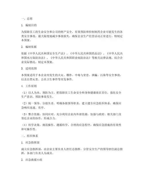 制药企业应急预案范文