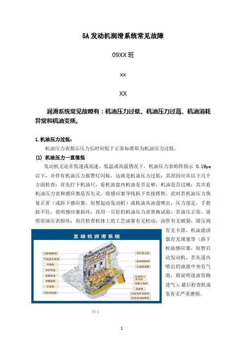 5A发动机润滑系统常见故障