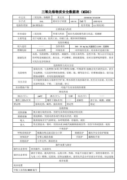 三氧化铬(铬酸酐)MSDS