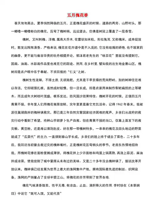 高中语文情感美文五月槐花香(最新整理)
