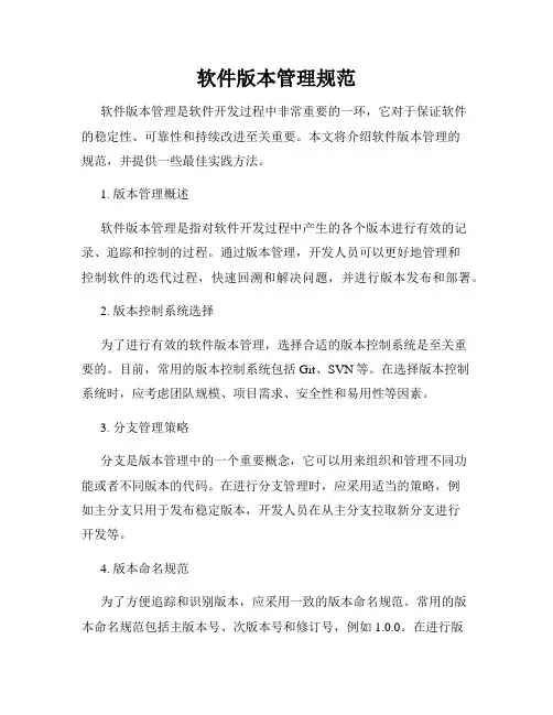 软件版本管理规范