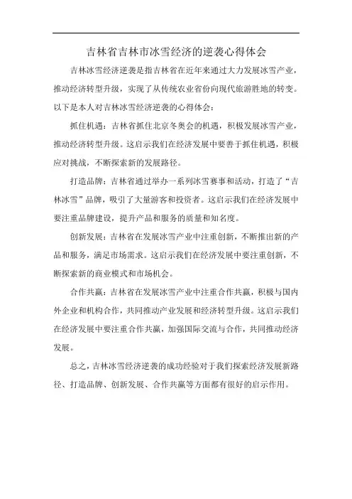 吉林省吉林市冰雪经济的逆袭心得体会