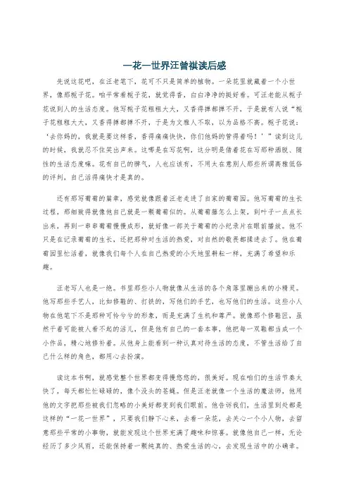 一花一世界汪曾祺读后感