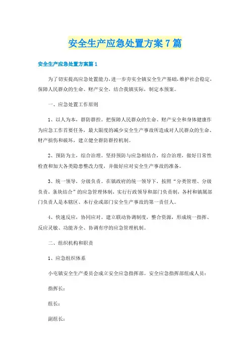 安全生产应急处置方案7篇