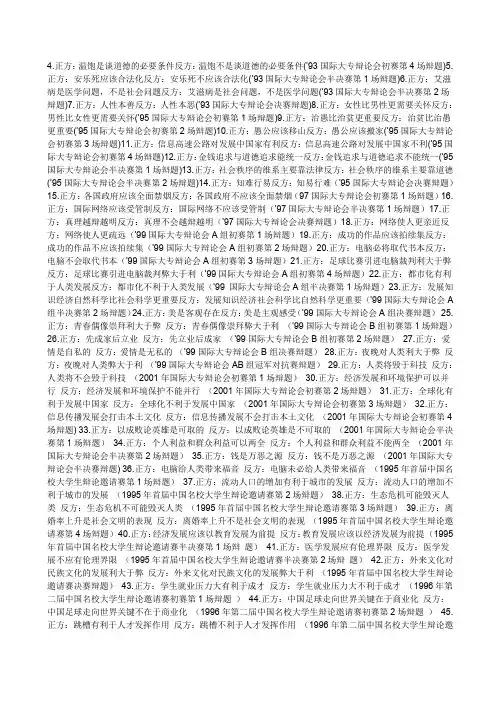 )往年国际大专辩论赛题