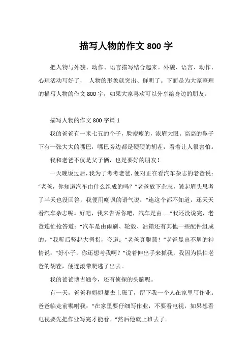 描写人物的作文800字