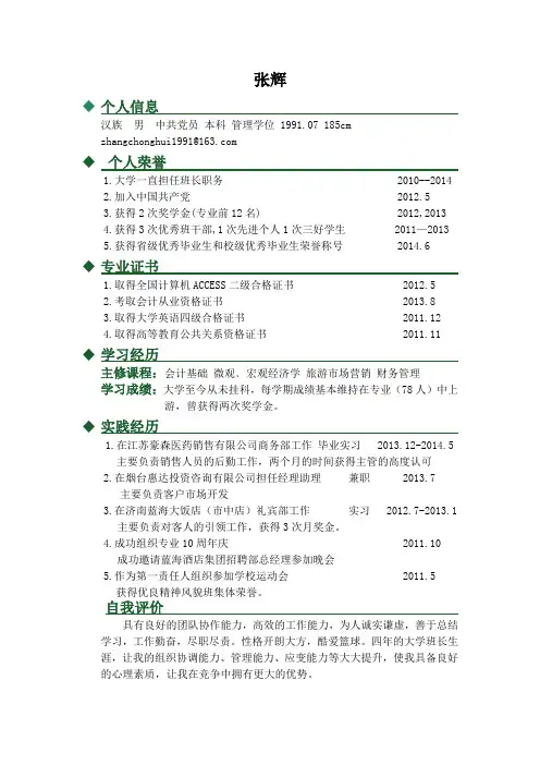 张辉简历