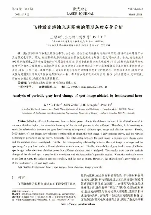 飞秒激光烧蚀光斑图像的周期灰度变化分析