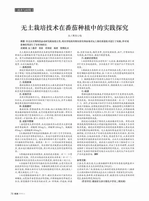 无土栽培技术在番茄种植中的实践探究