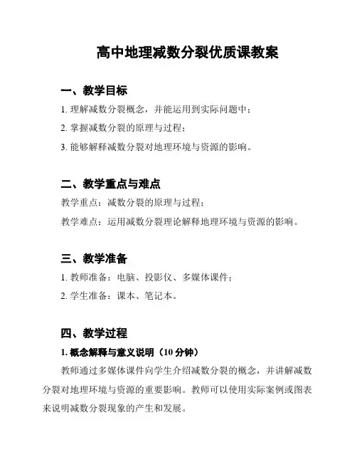 高中地理减数分裂优质课教案