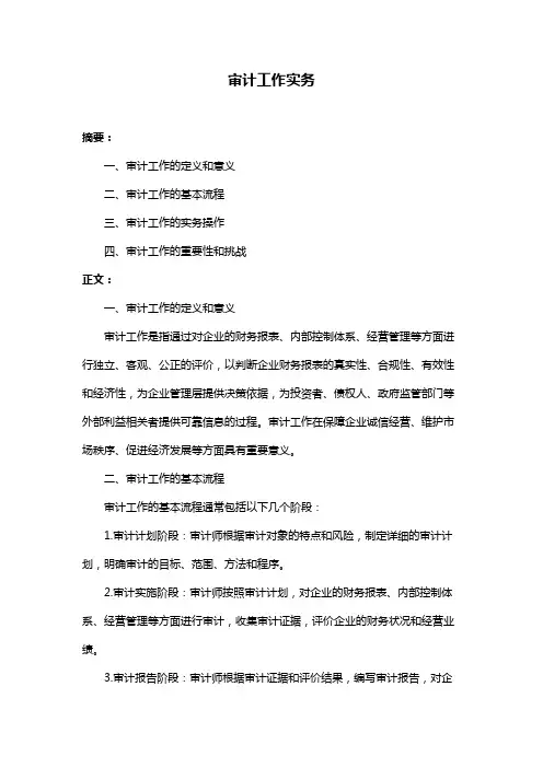 审计工作实务