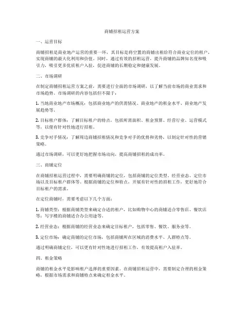 商铺招租运营方案