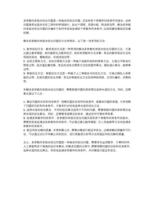 多参数约束组合优化问题