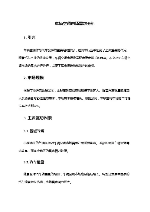 2024年车辆空调市场需求分析