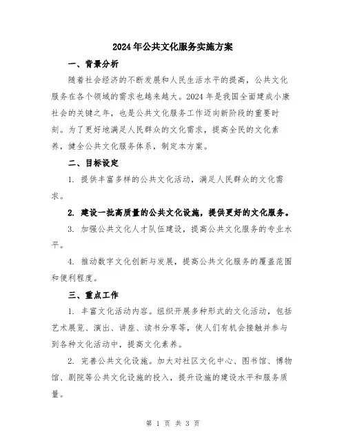 2024年公共文化服务实施方案
