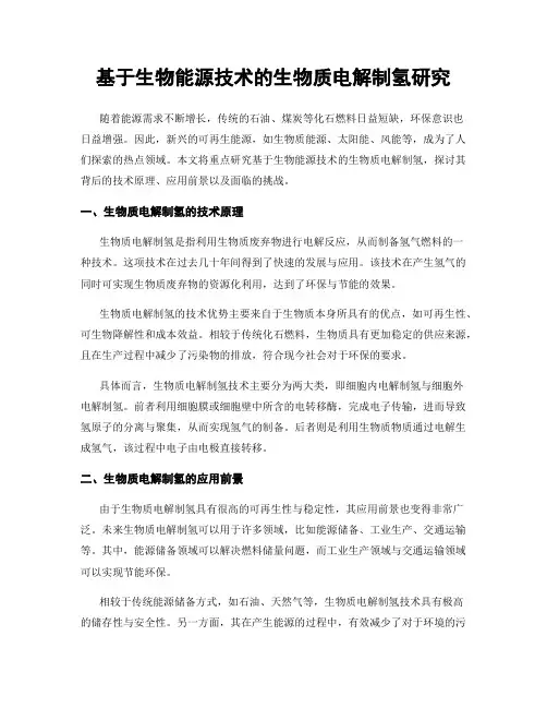 基于生物能源技术的生物质电解制氢研究