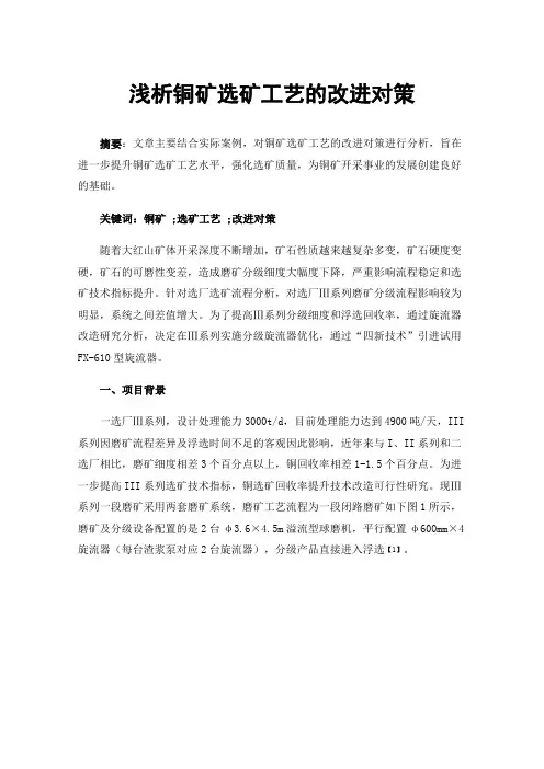 浅析铜矿选矿工艺的改进对策