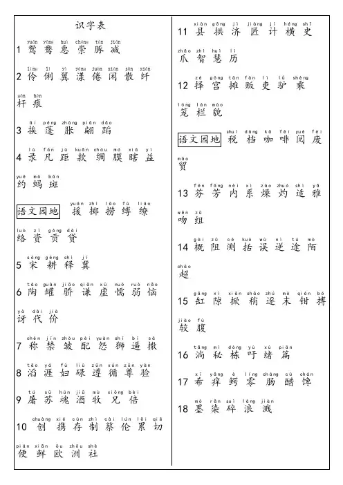 部编版三年级下册语文复习资料(字词及背诵课文、文学常识、单元作文范文等)