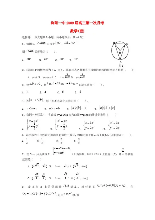 湖南省浏阳一中高三第一次月考数学(理)