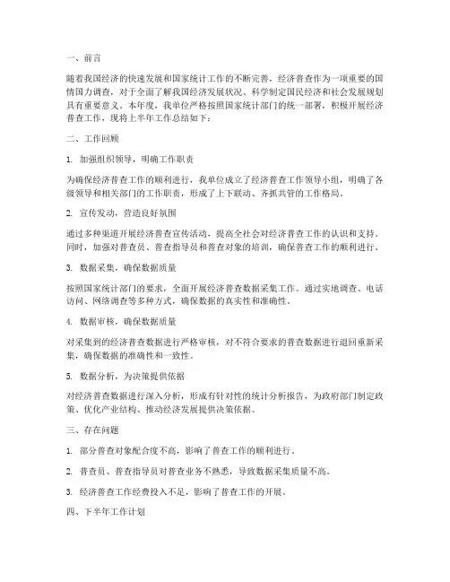 上半年经济普查工作总结
