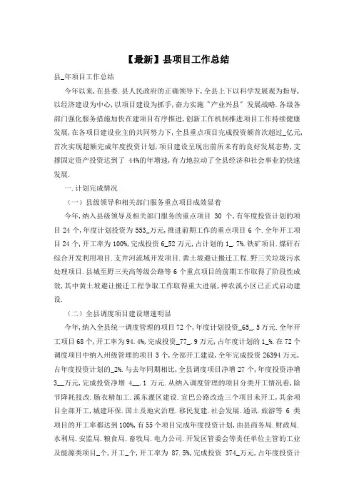 【最新】县项目工作总结