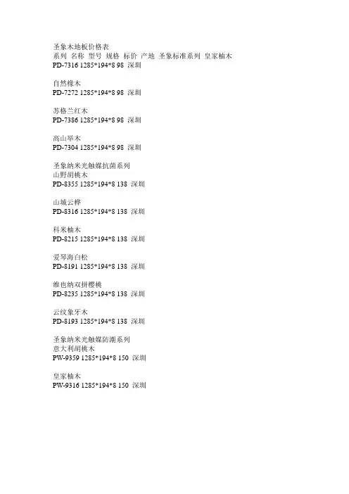 圣象木地板价格表