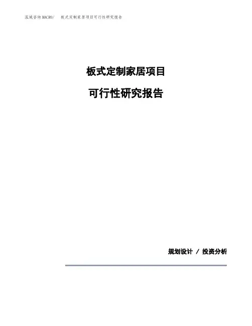 板式定制家居项目可行性研究报告模板范文(立项备案项目申请)