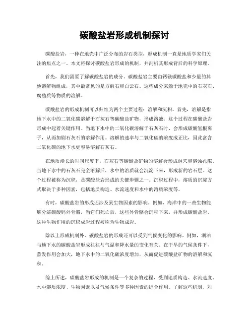碳酸盐岩形成机制探讨