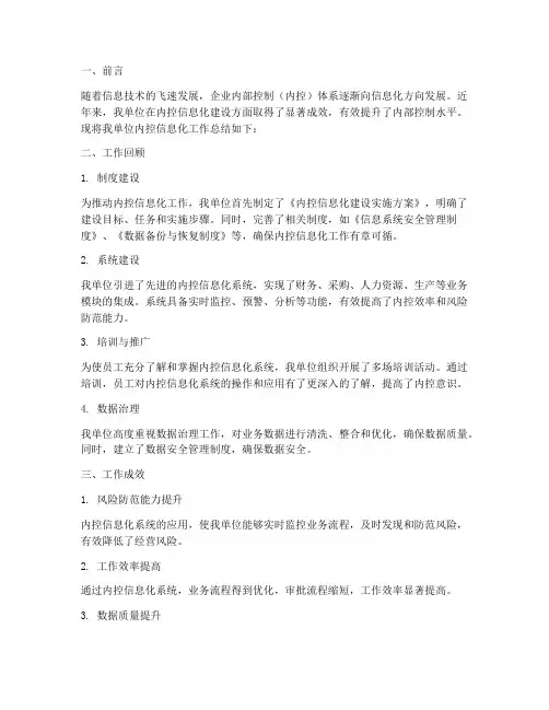 内控信息化总结范文