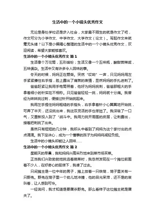 生活中的一个小镜头优秀作文（通用24篇）