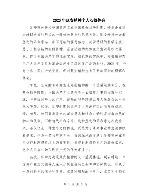 2023年延安精神个人心得体会