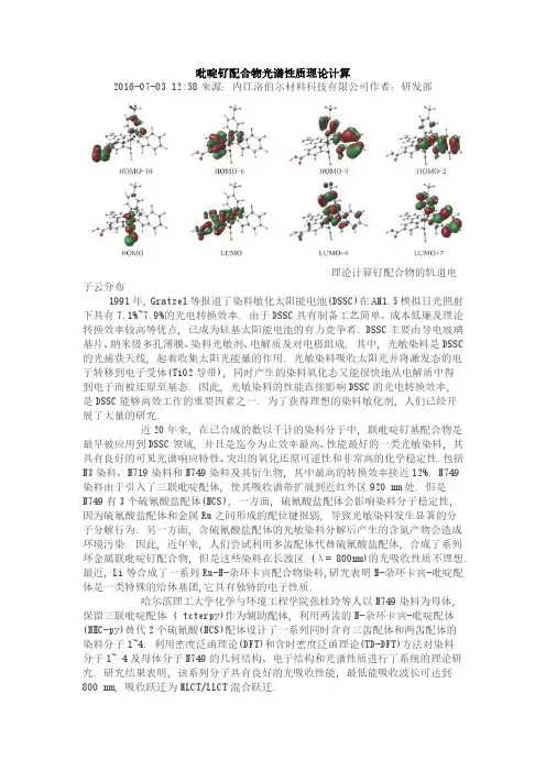 吡啶钌配合物光谱性质理论计算