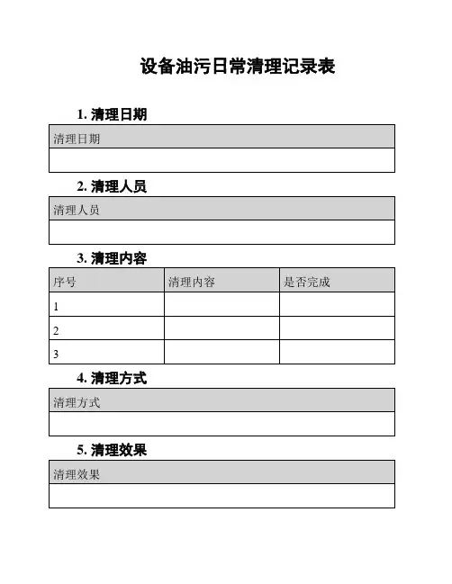 设备油污日常清理记录表
