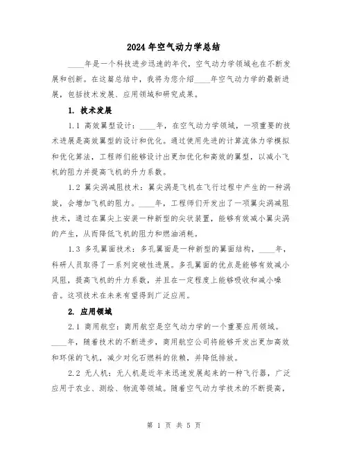 2024年空气动力学总结（2篇）