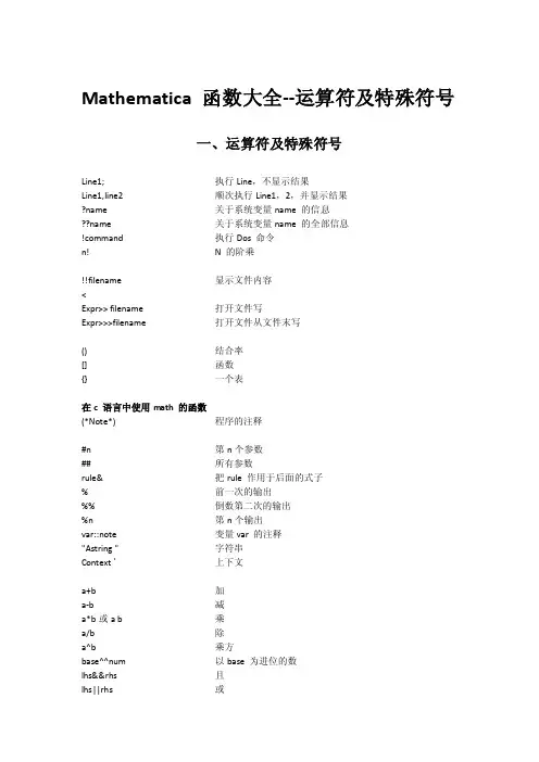 Mathematica 函数大全
