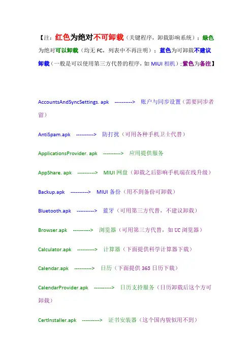 全新miui精简列表(小米系统通用版)