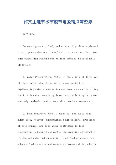 作文主题节水节粮节电爱惜点滴资源