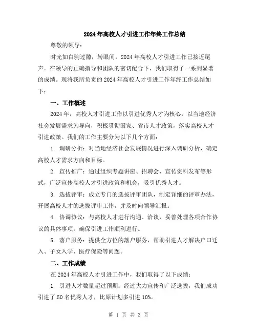 2024年高校人才引进工作年终工作总结
