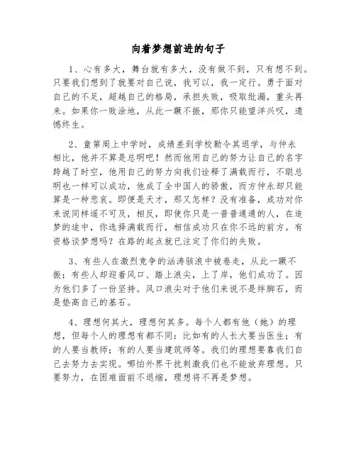向着梦想前进的句子
