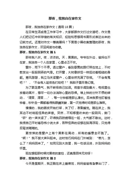 那夜，我独自在家作文