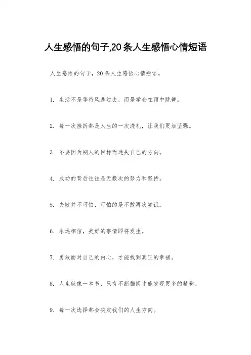 人生感悟的句子,20条人生感悟心情短语