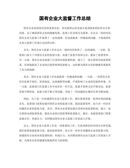 国有企业大监督工作总结