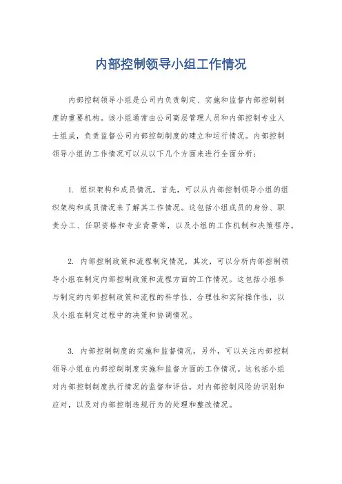 内部控制领导小组工作情况