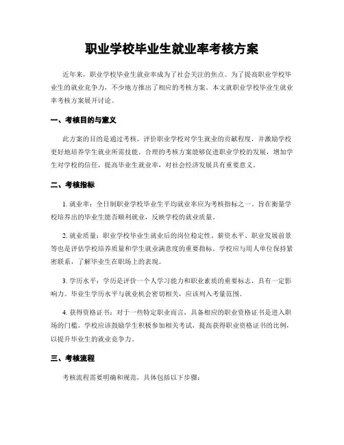 职业学校毕业生就业率考核方案