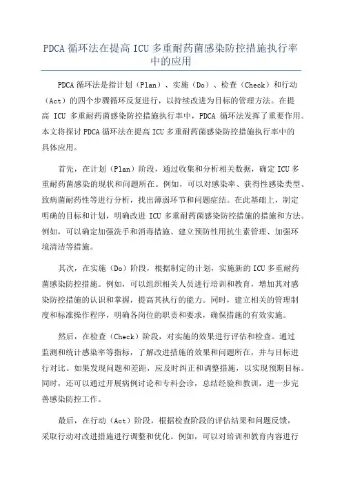 PDCA循环法在提高ICU多重耐药菌感染防控措施执行率中的应用
