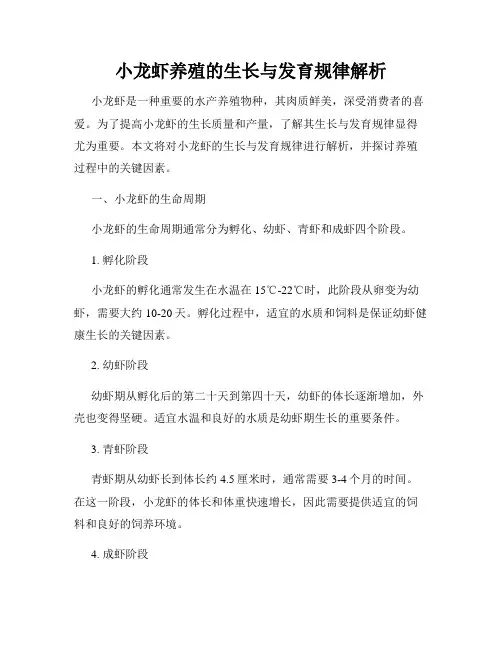 小龙虾养殖的生长与发育规律解析